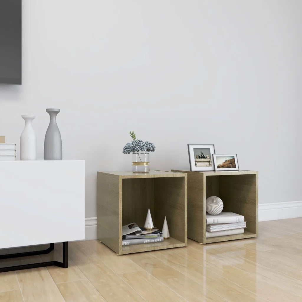 Mobili Porta TV 2 pz-Set di 2 Credenza per TV Rovere Sonoma 37x35x37 cm Legno Multistrato