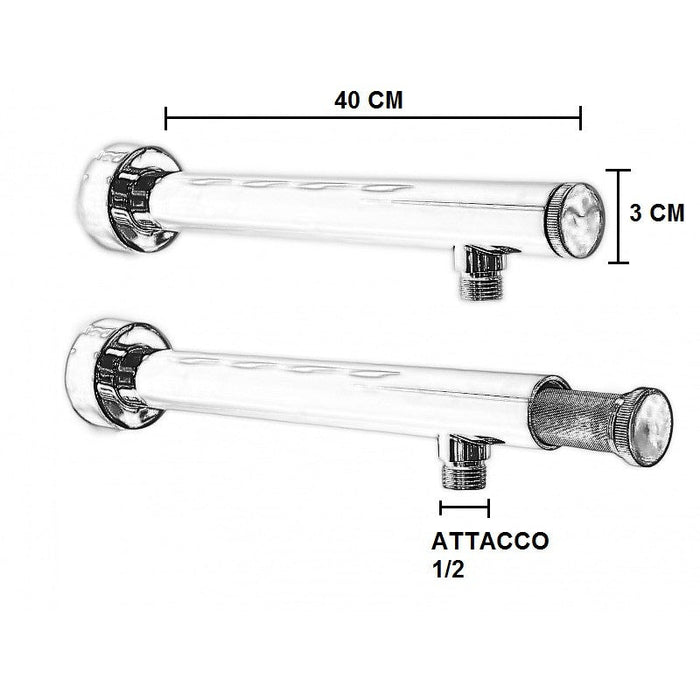 Braccio di sostegno doccia con filtro anti impurità da 40 cm, in ottone pesante