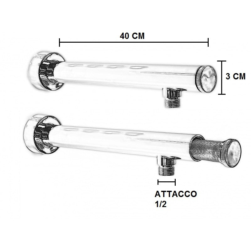 Braccio di sostegno doccia con filtro anti impurità da 40 cm, in ottone pesante