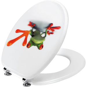 Saniplast frog sedile wc effetto 3d, legno, multicolore, 43.6x37