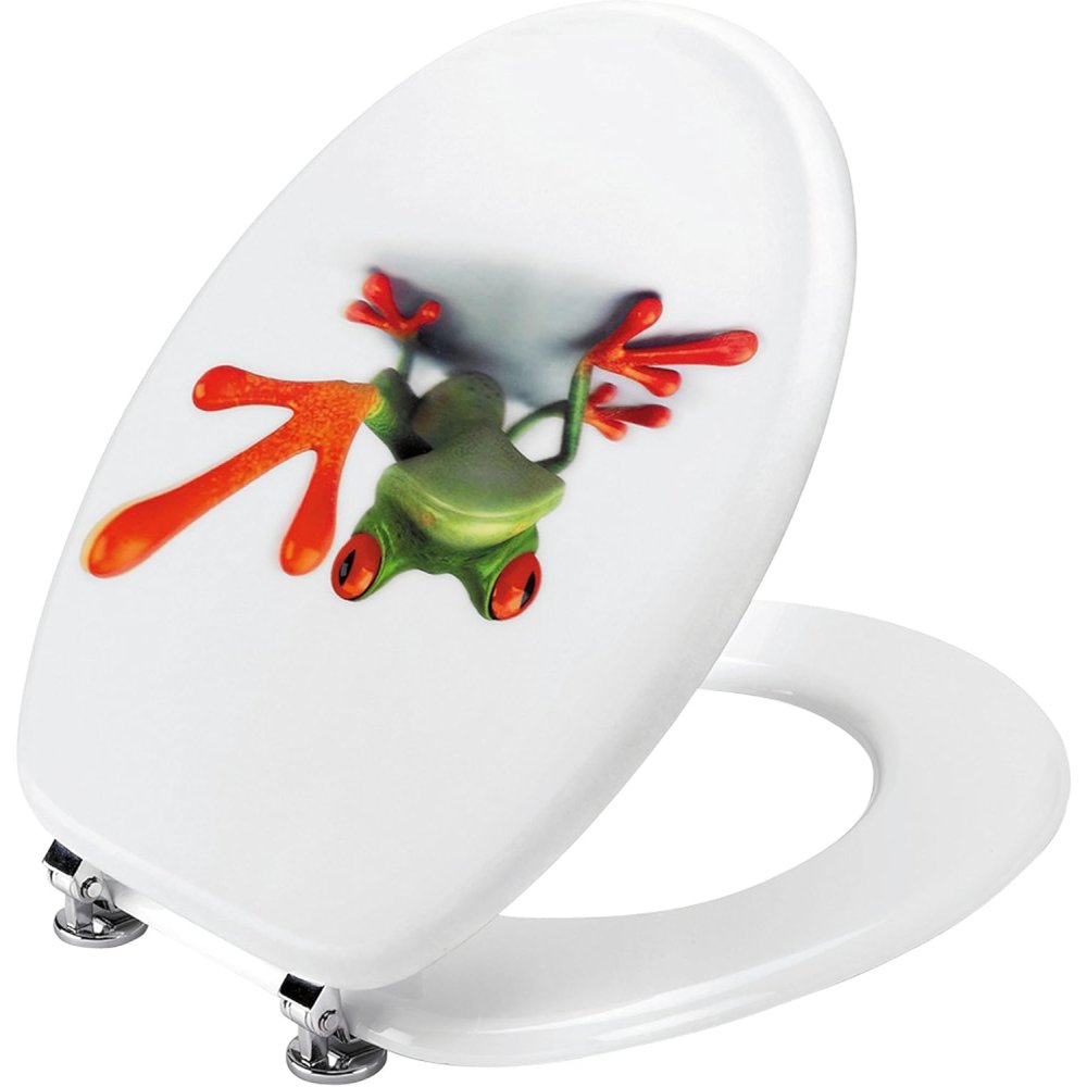 Saniplast frog sedile wc effetto 3d, legno, multicolore, 43.6x37