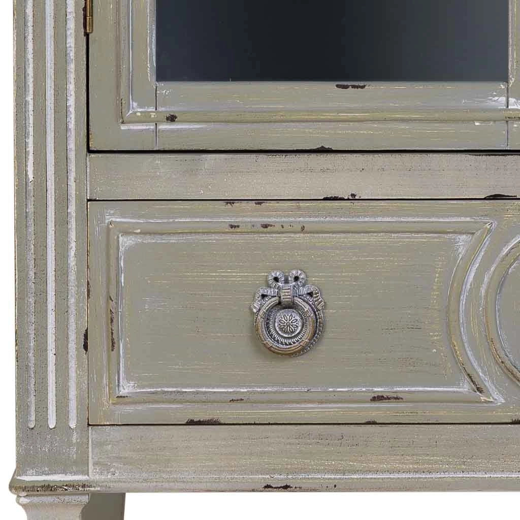 Vetrina in legno con un cassetto grigio 80x42x120h cm