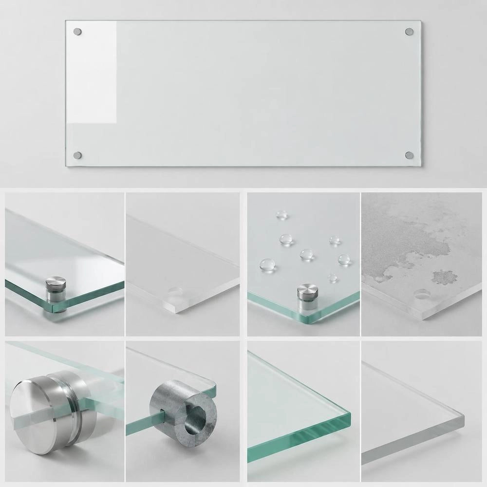 Tempered Glass Kitchen Splashback 100x40cm Heat Resistant Easy Clean Transparent Back Panel Wall Protection For Kitchen Living Room Bathroom