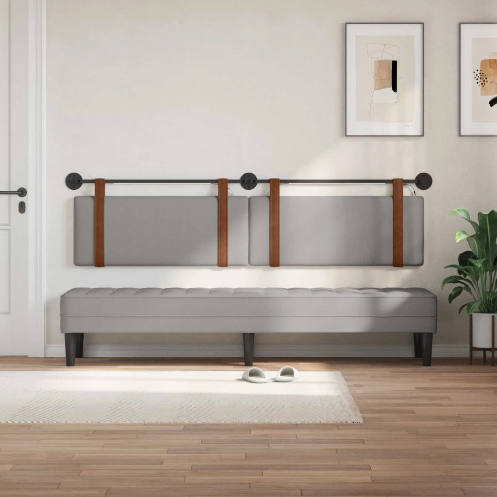 Testiera sospesa Con luce LED Grigio Nuvola PU Antico