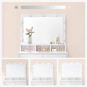 Toletta Valora bianca con specchio e luci a LED | Scandinavo