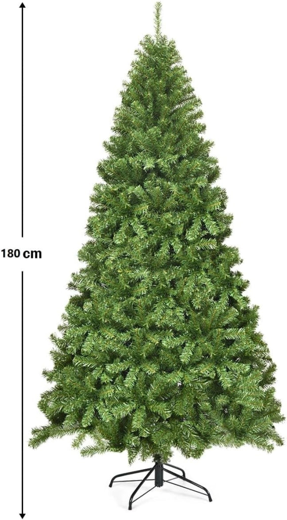 Albero di Natale Verde 180/230 cm, Albero di Natale Folto, Albero di Natale per Feste, Case, Uffici, Negozi, Bar, Scuole, Supporto in Ferro, Rami Spessi