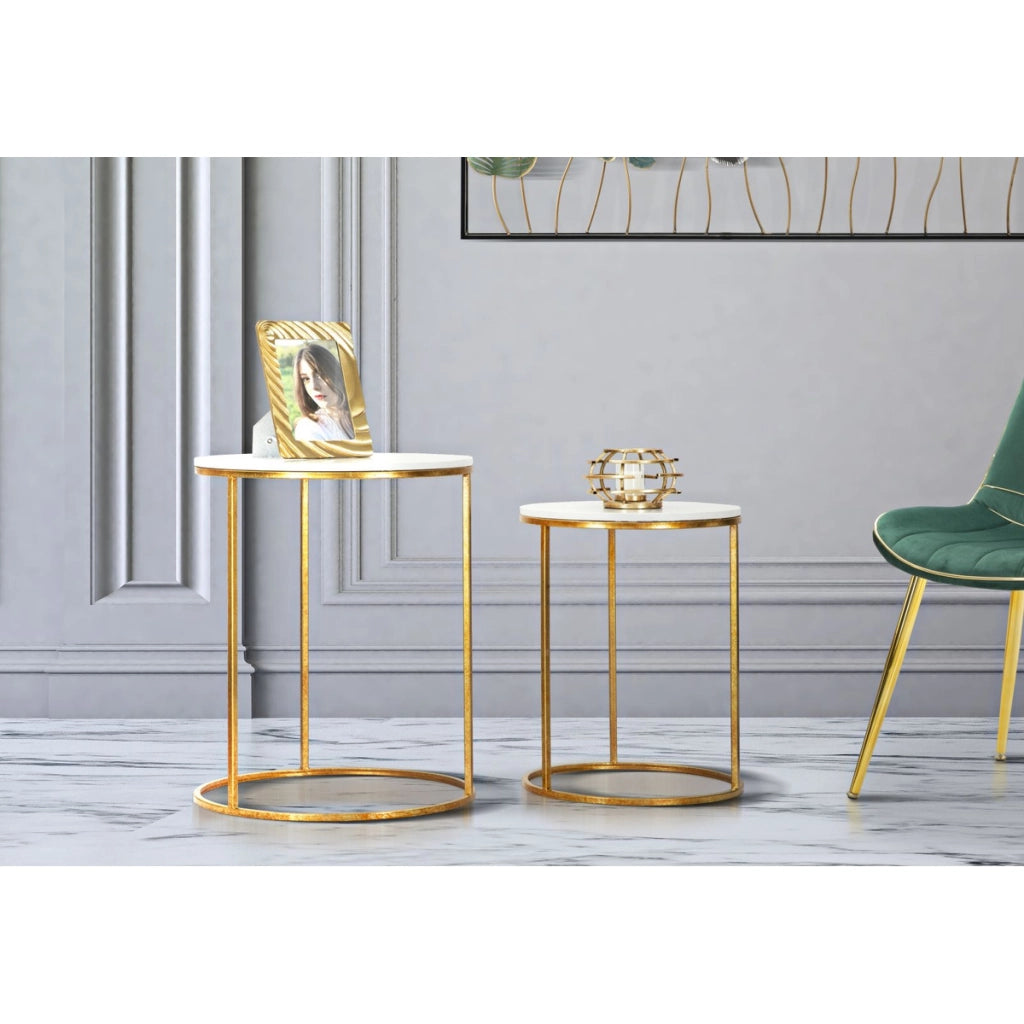 Set di Tavolini VKH534, Oro, Metallo, 52x52x63 cm
