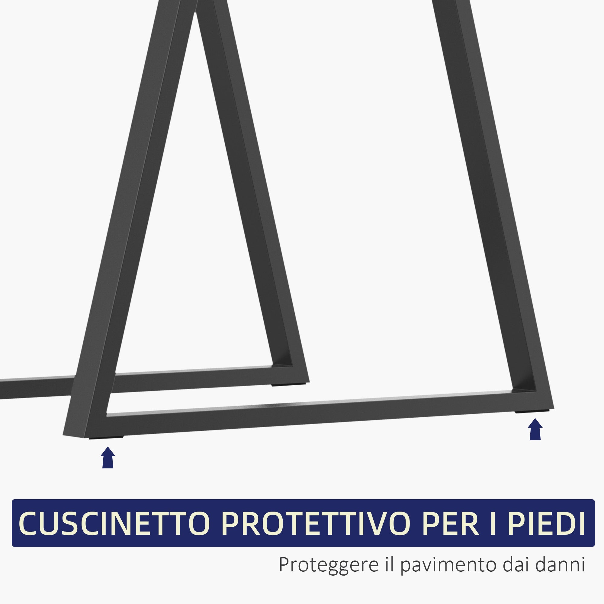 Set 2 Gambe per Tavolo Trapezoidali 70x5x72 cm con 6 Fori e 12 Viti in Acciaio Nero