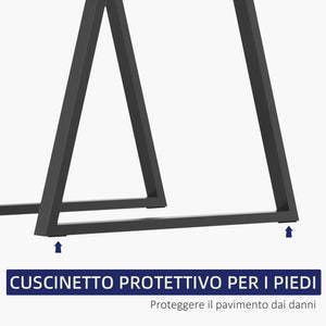 Set 2 Gambe per Tavolo Trapezoidali 70x5x72 cm con 6 Fori e 12 Viti in Acciaio Nero