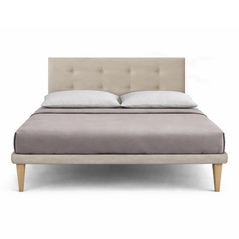 Letto imbottito Matrimoniale 180x200 cm Button - Con rete,Microfibra,Sabbia