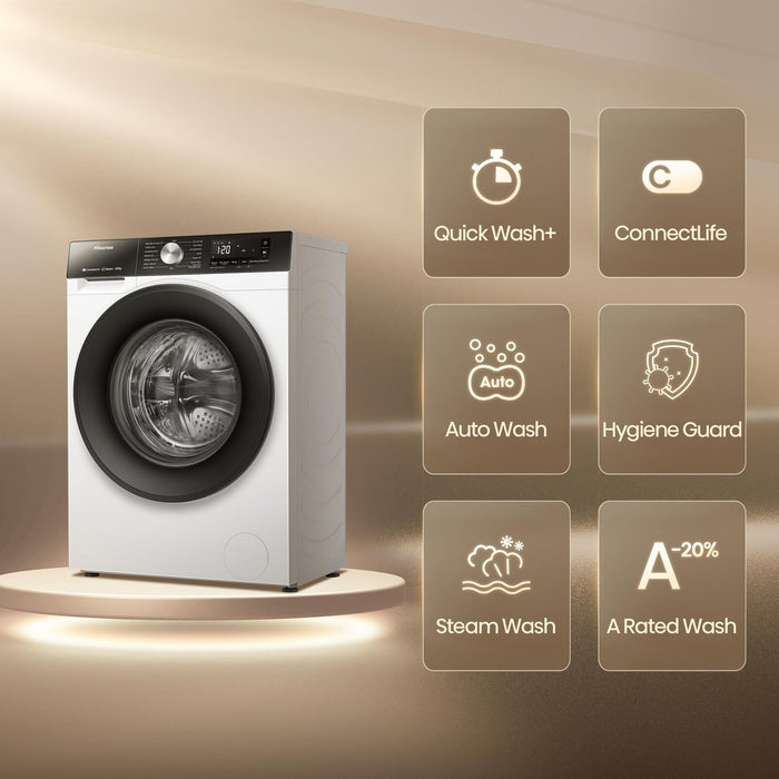 Hisense WD3S8043BW3 lavasciuga Libera installazione Caricamento frontale Bianco D