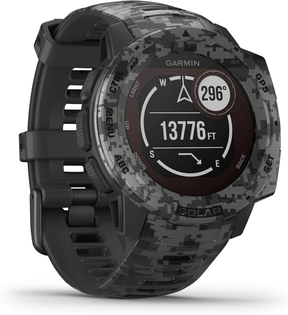 Instinct Solar, Camo Edition, Graphite - Smartwatch Gps Ultra-Resistente con Ricarica Solare, Cardio, Pulseox, App Multisport