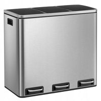 Cestino triplo VALORA per la raccolta differenziata, argento, 54 l LTB54NL