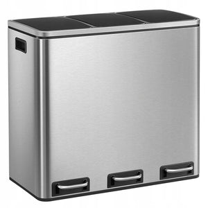 Cestino triplo VALORA per la raccolta differenziata, argento, 54 l LTB54NL