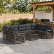 Set Divano da Giardino 10 pz Grigio polyrattan 3435818