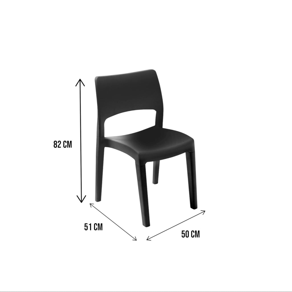 Sedia da esterno Zircone, Sedia per tavolo da pranzo, Poltrona outdoor, Seduta da giardino, 100 % Made in Italy, 50x51h82 Cm, Antracite