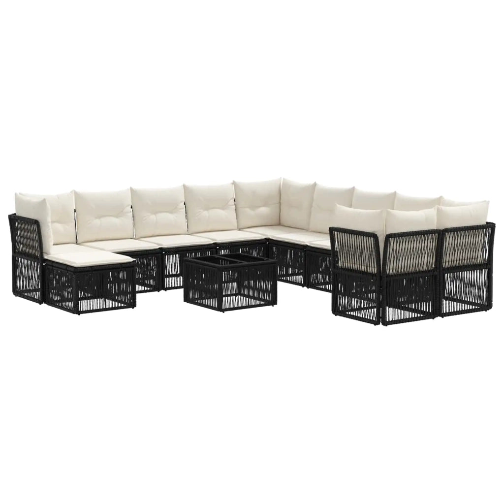 Set Divano da Giardino 12 pz Nero polyrattan 3434455