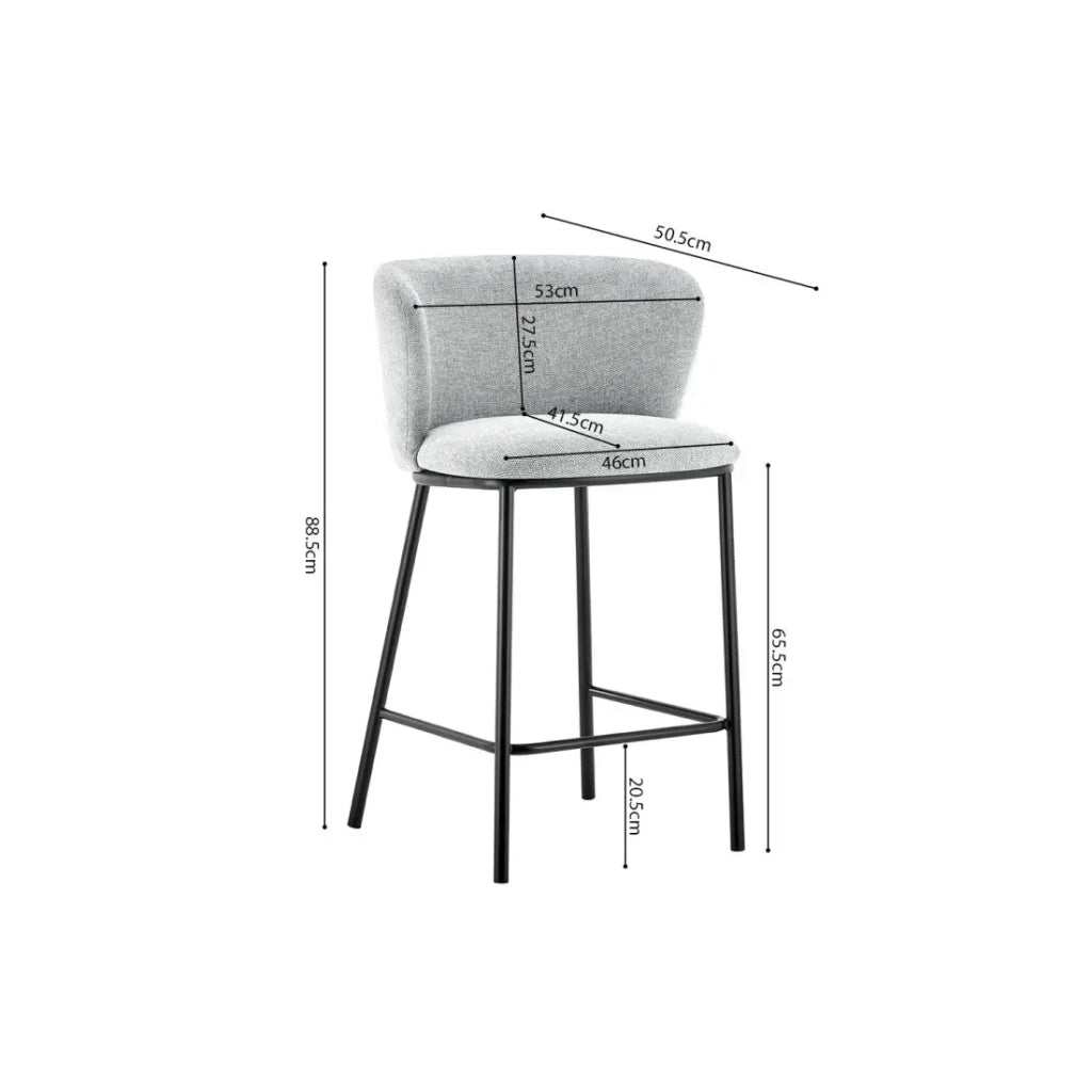 Sedia da bancone ARTHUS – Tessuto grigio chiaro – Design moderno H88,5 cm