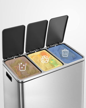 Cestino triplo VALORA per la raccolta differenziata, argento, 54 l LTB54NL