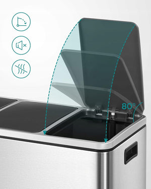 Cestino triplo VALORA per la raccolta differenziata, argento, 54 l LTB54NL