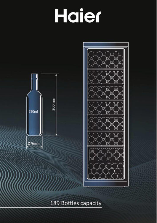 Haier Wine Bank 60 Serie 5 WS190GA Cantinetta vino con compressore Libera installazione Nero 189 bottiglia/bottiglie