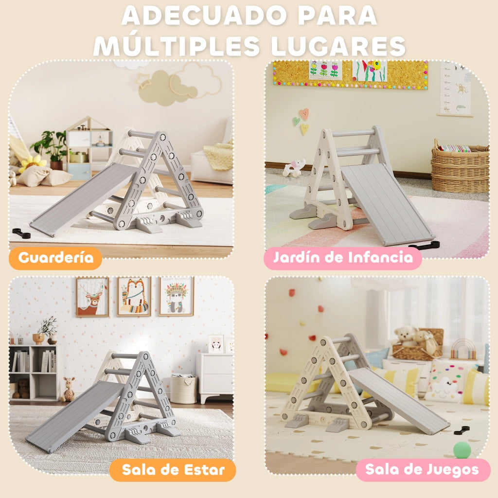 Scaletta a Triangolo con Scivolo per Bambini 18-48 Mesi ¨C zephmum ¨C 130x80x69 Grigio e Bianco