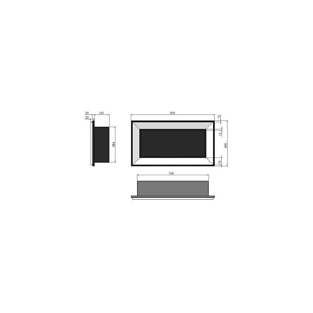 Caminetto a Bioetanolo Frame 900 SimpleFire da incasso con Vetro - Nero Opaco