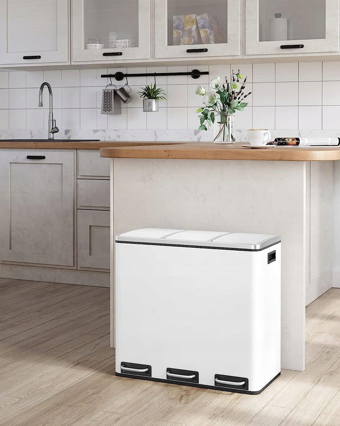 Cestino triplo VALORA per la raccolta differenziata, bianco, 54 l LTB54WT