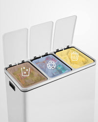 Cestino triplo VALORA per la raccolta differenziata, bianco, 54 l LTB54WT