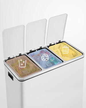 Cestino triplo VALORA per la raccolta differenziata, bianco, 54 l LTB54WT