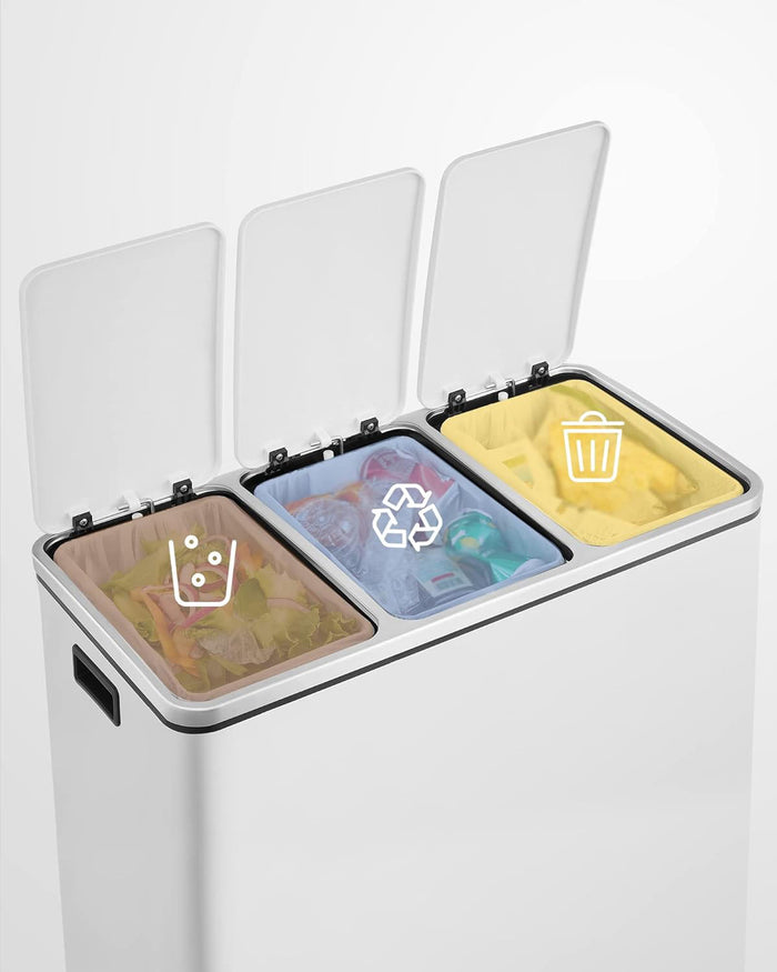 Cestino triplo VALORA per la raccolta differenziata, bianco, 54 l LTB54WT