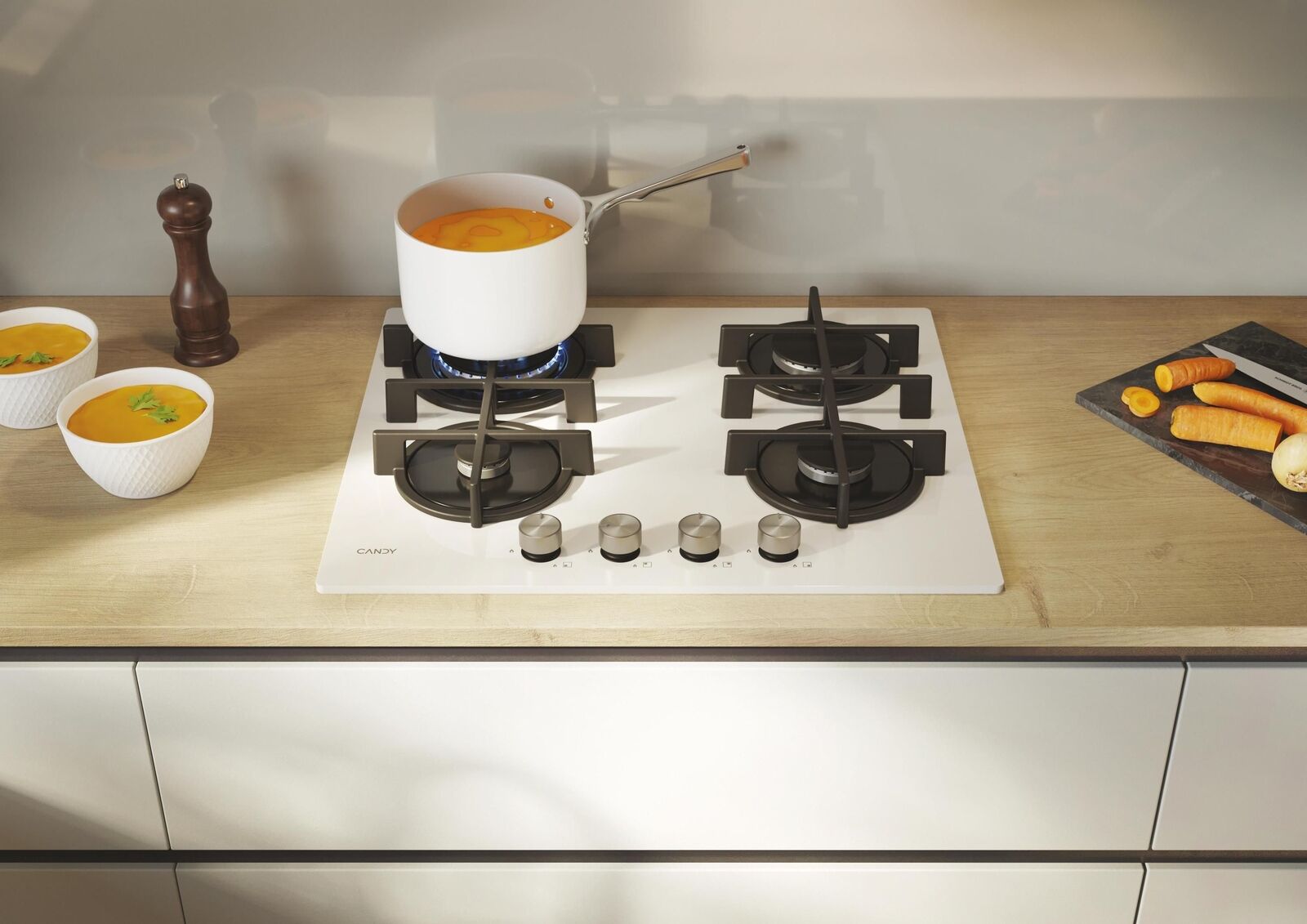 Candy Moderna CVG6BR4WTW Bianco Da incasso 60 cm Gas 4 Fornello(i)