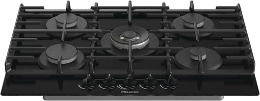 Hisense GG773B piano cottura Nero Da incasso 75 cm Gas 5 Fornello(i)