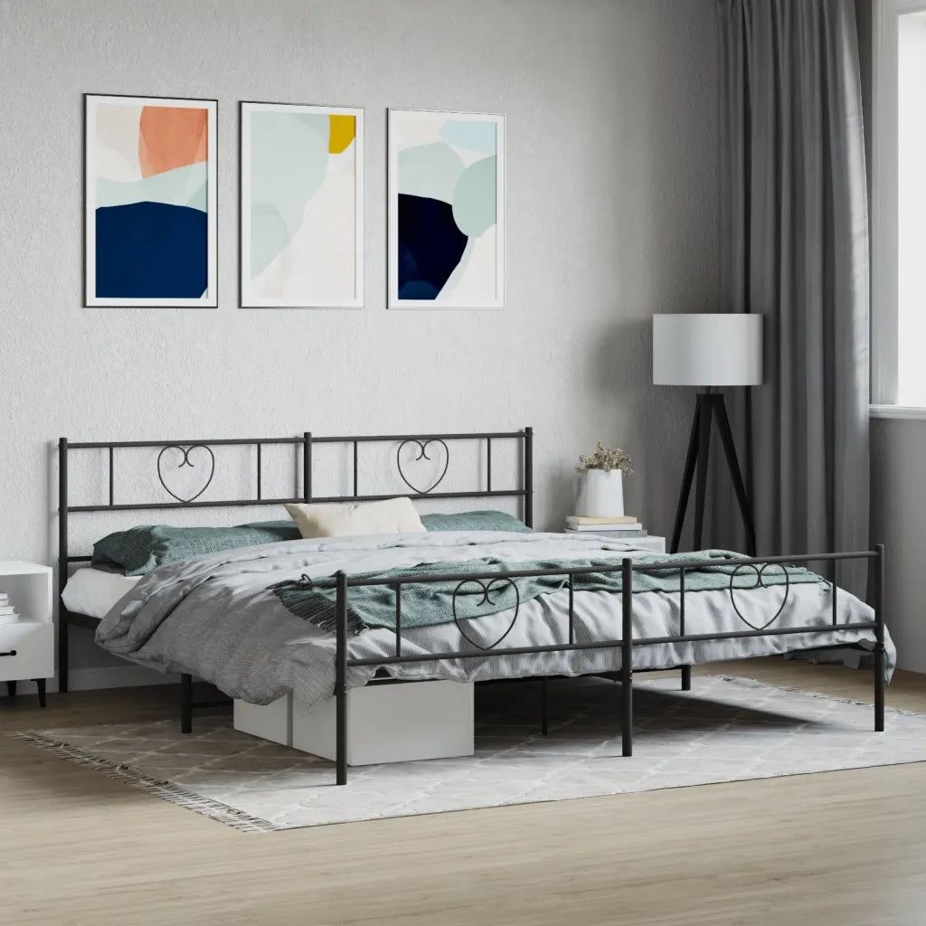 Giroletto con Testiera e Pediera Metallo Nero 200x200 cmcod mxl 78787