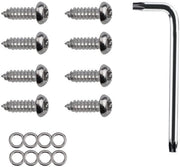 Set di viti per targa di immatricolazione 8 pezzi - Antifurto - In acciaio inossidabile - Incluso anello di viti - Chiave a L - Dimensioni 2.2 x 1 cm - Viti di sicurezza
