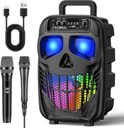 Impianto karaoke per adulti Sistema portatile con 2 microfoni Bluetooth speaker con effetti di luce Sistema PA supporta USB-AUX IN macchina karaoke box musicale per festa di bambini matrimonio KTV chiesa (Q2) impianto karaoke per adulti