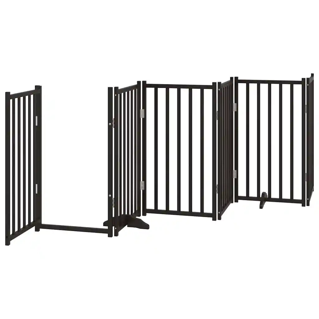 Cancello per Cani Porta Pieghevole Nero 9 Pannelli 450cm Pioppo CFW6898017