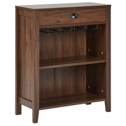 Credenza con cassetto 2 ripiani e porta bicchieri in vetro legno scuro stile moderno soggiorno