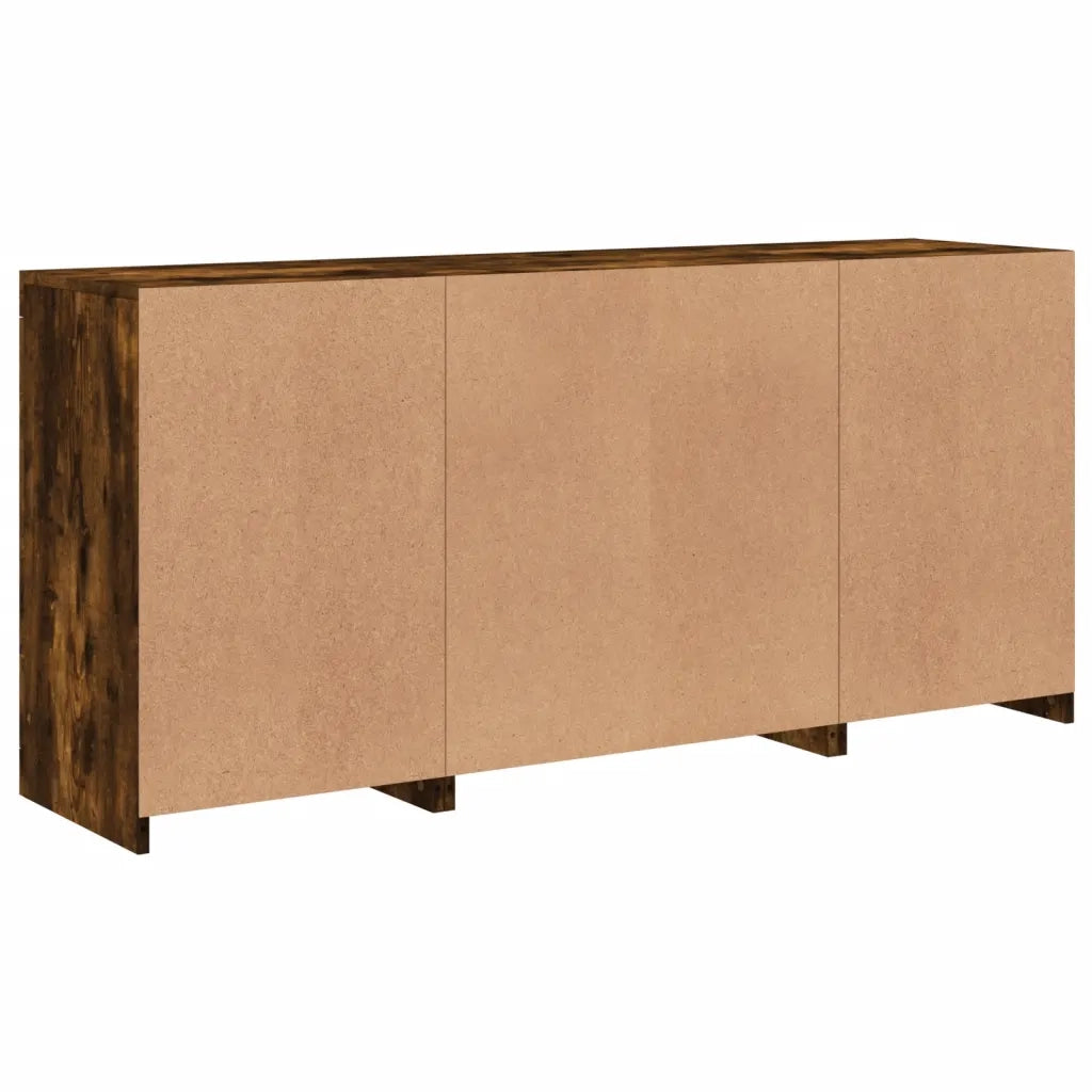 Credenza con Luci LED Rovere Fumo 142,5x37x67 cm 3209090