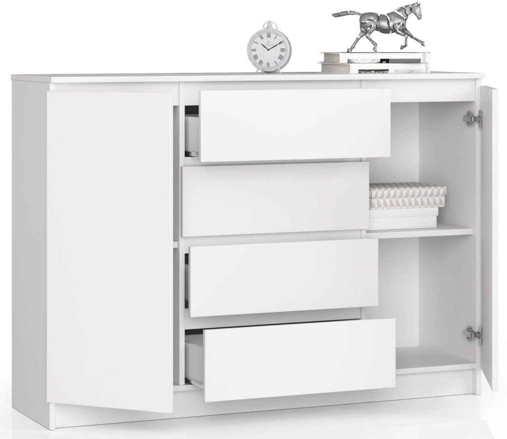Cassettiera AKORD K140 Bianca 138 cm 2 ante 4 cassetti 138x40x99 cm