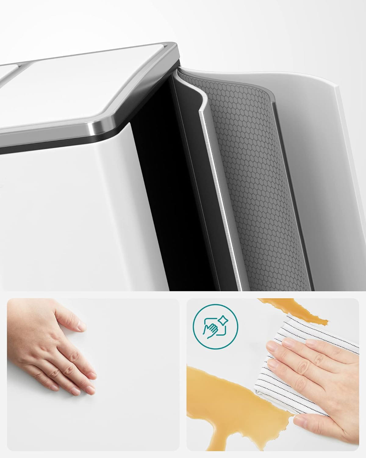 Cestino triplo VALORA per la raccolta differenziata, bianco, 54 l LTB54WT