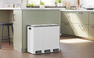 Cestino triplo VALORA per la raccolta differenziata, bianco, 54 l LTB54WT