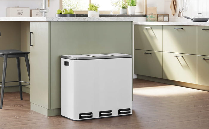 Cestino triplo VALORA per la raccolta differenziata, bianco, 54 l LTB54WT