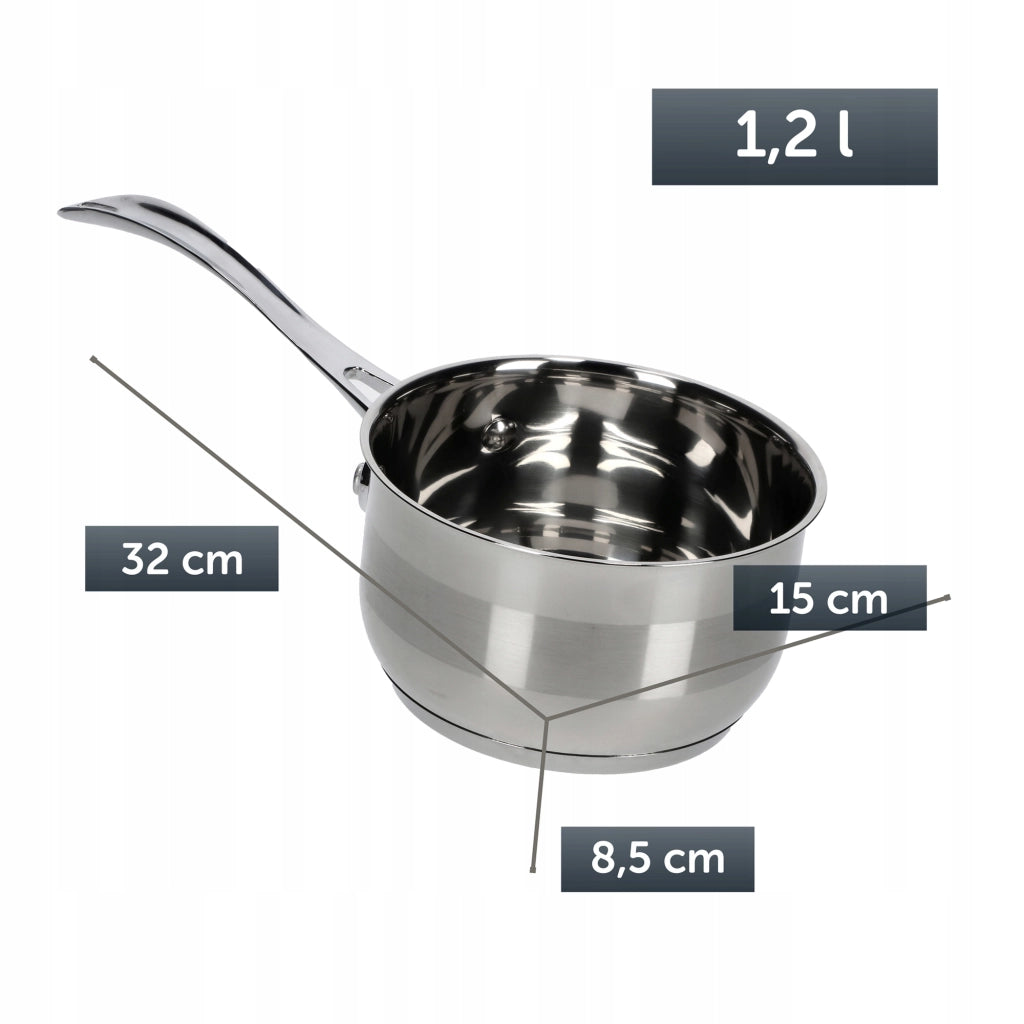 Pentola KADAX in acciaio inox, 1,2 L, con manico, adatta a piani cottura a gas e a induzione.