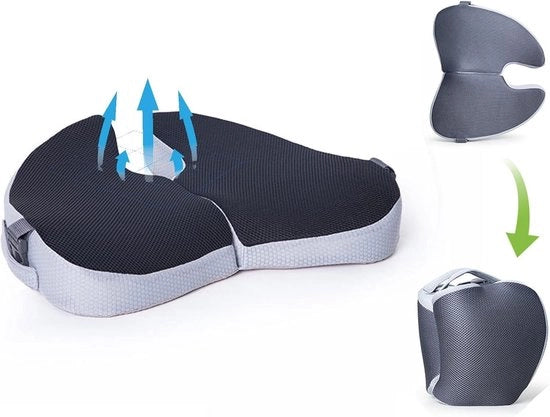 Cuscino di Viaggio Portatile con Maniglie Integrata - Cuscino di Supporto per Postura con Schiuma di Alta Resistenza - Adatto per Auto - Sedi da Ufficio e Sedi da Gioco