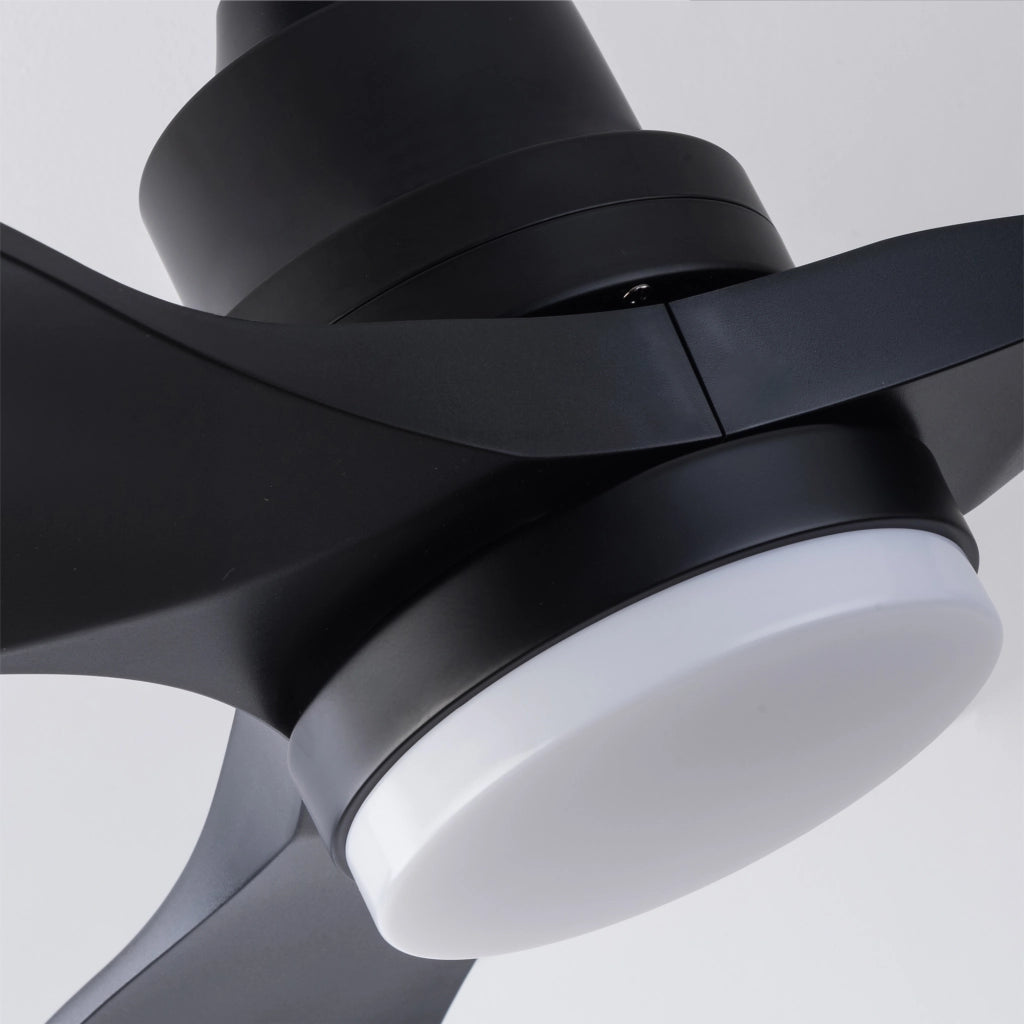 Ventilatore da soffitto 42 pollici con luce LED e telecomando a 6 velocità; 3 pale in ABS nero