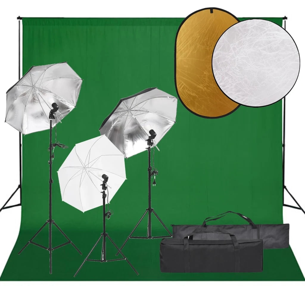 Kit per studio fotografico con illuminazione fondale e riflettore nero 02_0042480
