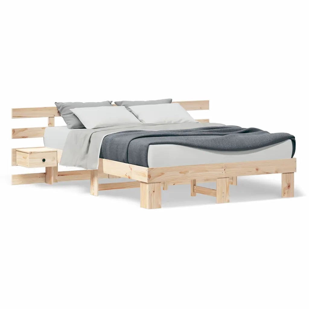 vidaXL Struttura del letto con cassetto Marrone Legno di pino massello