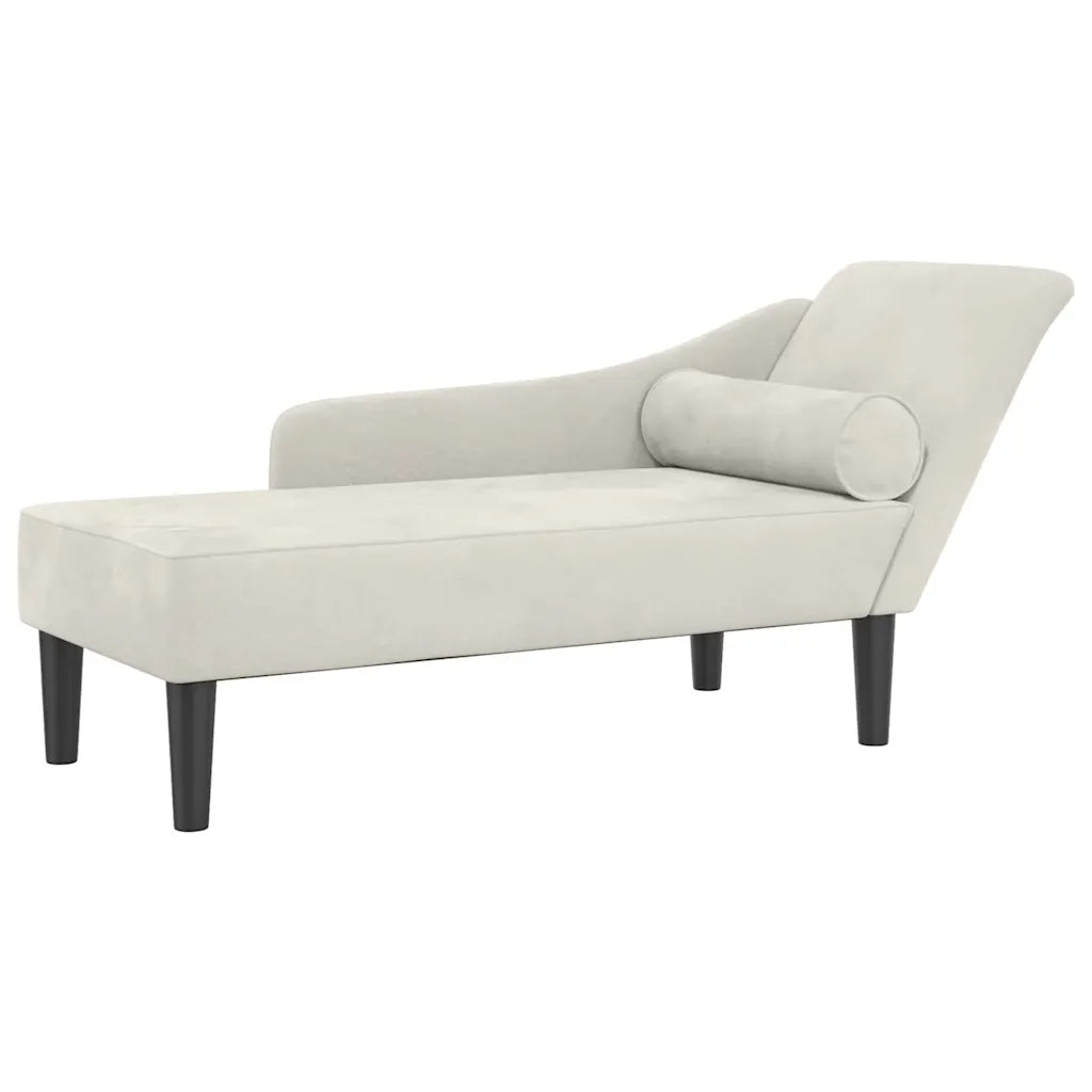 Chaise Longue con Cuscini Crema in Velluto CFW6609977