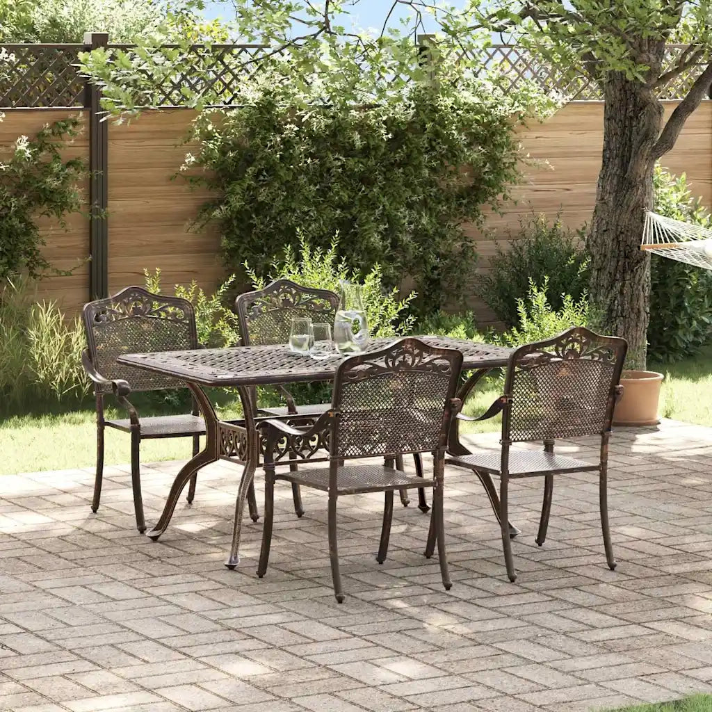 Set da Pranzo per Giardino 5 pcs Bronzo Alluminio